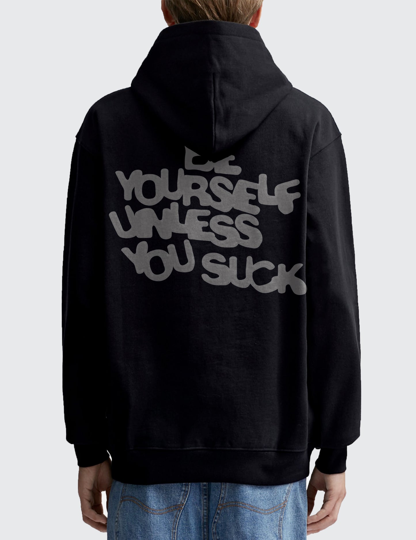 Be Yourself Heavy Boxy Hoodie (Black)